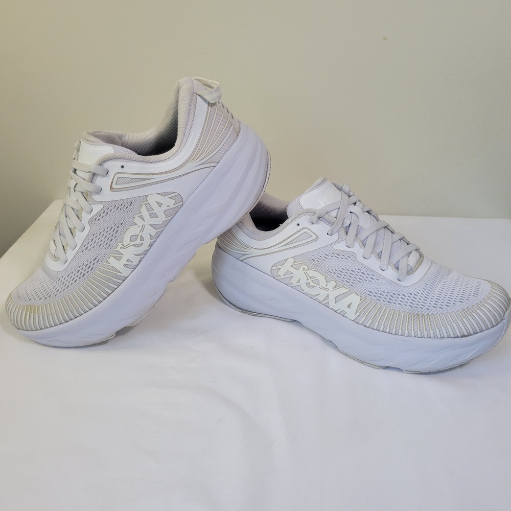 Hoka One One Bondi 7 White White Running Shoes Womens 8.5 1110519 VVWH - Picture 3 of 7